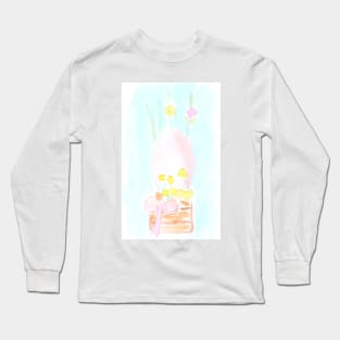 egg, flowers, ribbon, bow, Easter, holiday, decor, spring, watercolor, light Long Sleeve T-Shirt
